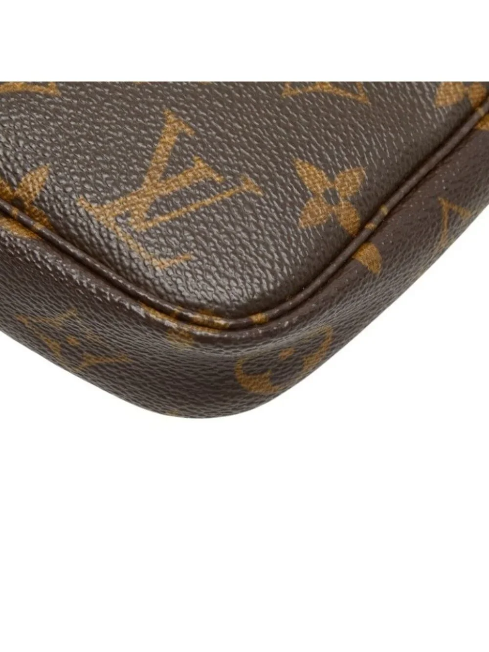 Louis Vuitton Monogram Pochette Handbag Pouch Brown Leather